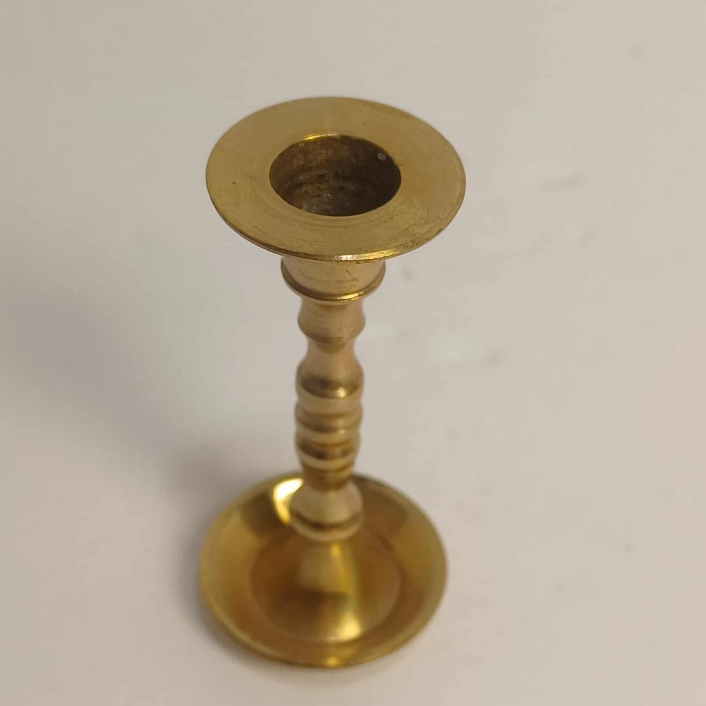 Small Brass Candlestick‎ Holder Taper Candle Stick Mid Century Home Decor 3 in.